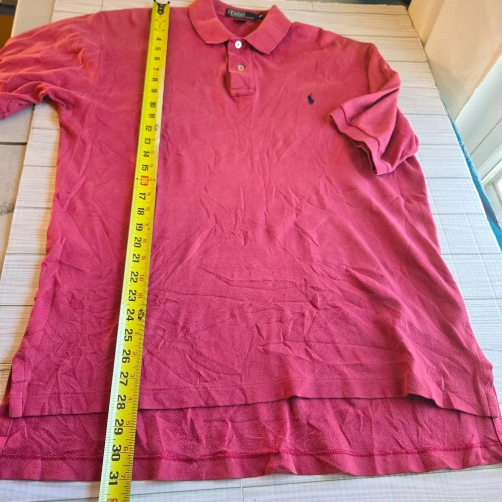 Polo Ralph Lauren Mens Classic Fit Short Sleeve Pique Polo Shirt Salmon Pink M‎